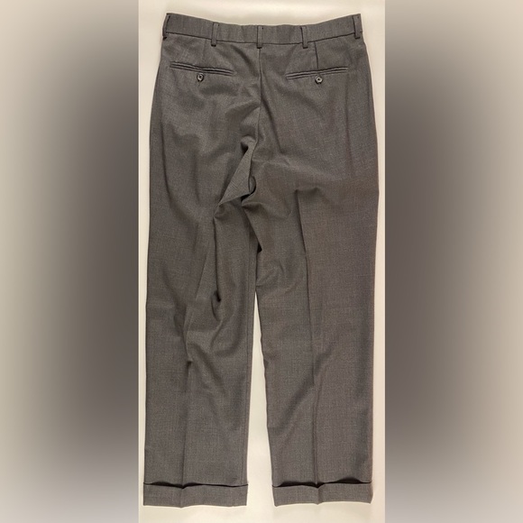 Nautica | Men’s 100% Dark Gray Wool Pleated Cuffed Dress Pants | Size 33X30 - Picture 4 of 9